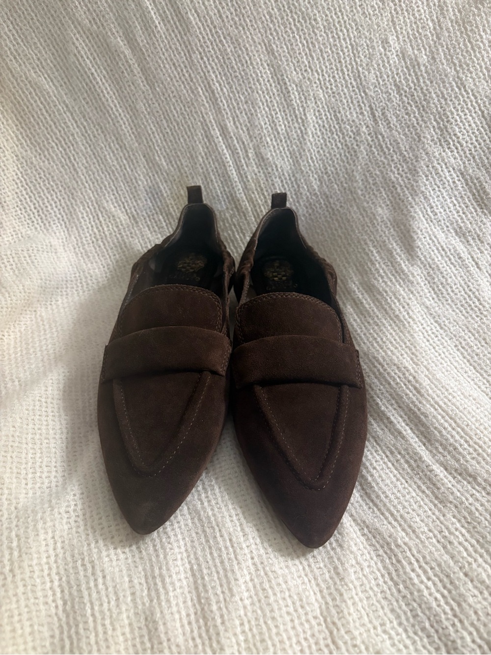 Vince Camuto Dark Brown Suede Pointed Toe Loafers